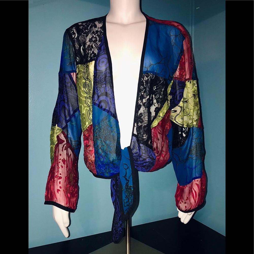 CHICO’S• Patchwork Tie-Front Blouse • size (M)* - Picture 2 of 7